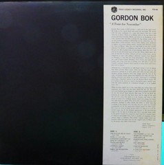 GORDON BOK ~ “A TUNE FOR NOVEMBER” 1970 FOLK-LEGACY RECORDS (FSI-40) LP w/INSERT