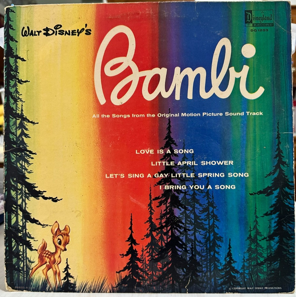 WALT DISNEY’S – Bambi – Vinyl LP 1963 Disneyland DQ-1203 Yellow Label MONO