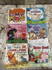 Lot of 22 Vintage SEE HEAR READ Walt Disney’s Books & Records 33 1/3 RPM And 45