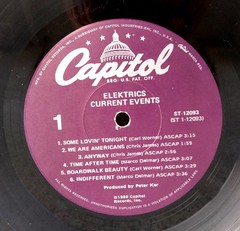 ELEKTRICS CURRENT EVENTS 12″ Album ’80 Synth-Pop New Wave Rock DISC MINT- !