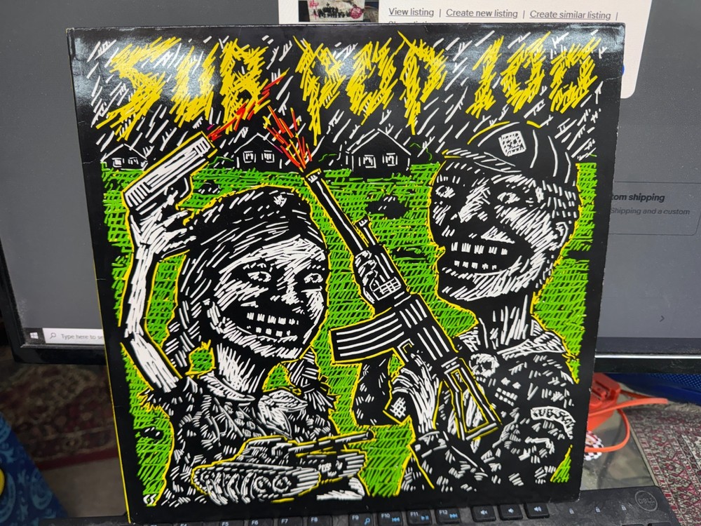 VARIOUS ARTISTS Sub Pop 100 WITH INSERT LP Used! 1986 Wipers U-Men Skinny Puppy