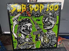 VARIOUS ARTISTS Sub Pop 100 WITH INSERT LP Used! 1986 Wipers U-Men Skinny Puppy