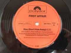 First Affair Stay Vinyl 12″ Record 45 RPM Special Maxi EP Polydor West Germany