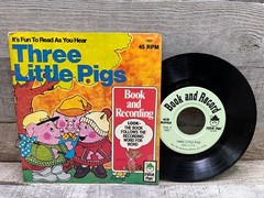 Vintage Peter Pan Three Little Pigs Book and Record 45 RPM 1981