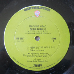 1972 DEEP PURPLE MACHINE HEAD VINYL LP RECORD w/ Shrink wrap Insert Warner Bros.