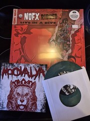 NOFX – Ribbed- Live In A Dive LP & Moovalya 7-inch colored vinyl bundle.