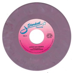 M- STAMPEDERS ‘Sweet City Woman/Hit The Road Jack’ 7″ 45rpm Purple Marble vinyl