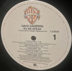 DAVID SANBORN-As We Speak Vinyl LP 1982