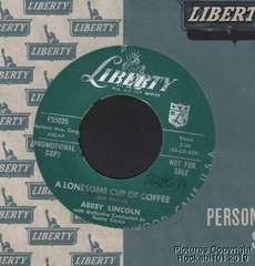 Hear 1956 Abbey Lincoln Jazz DJ 45 A Lonesome Cup of Coffee / I Didnt