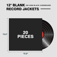 Thick Black Cardboard 12-Inch Record Jackets – 20PCS for Vinyl Preservation