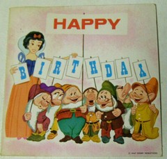 Snow White and the 7 Dwarfs Birthday Card Record 33 RPM 6″ Foldout Vintage 1964