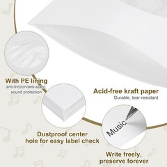 12″x12″ 10 Pcs 110GSM Vinyl Record Inner Paper Sleeves with Poly Lined (White)