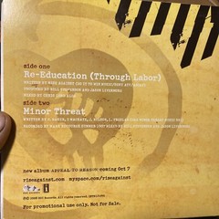 Rise Against Vinyl 7-inch Re-education (Through Labor) White Colored Vinyl NM-