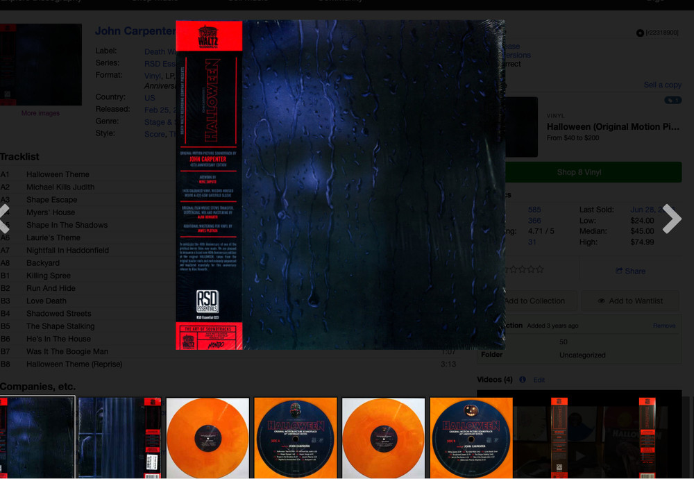 John Carpenter – Halloween (Soundtrack) Death Waltz/Mondo Orange Vinyl LP