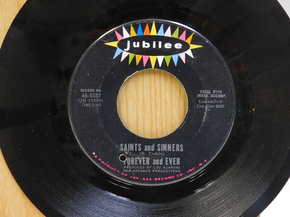 Forever And Ever rock pop psych 45 Saints And Sinners bw Friday Woman on Jubilee