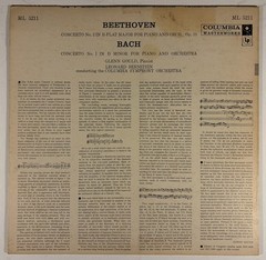 Glenn Gould Leonard Bernstein Beethoven Bach Concerto LP Columbia ML 5211 6-Eye