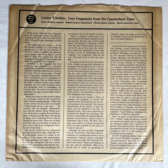 LESTER TRIMBLE Four Fragments From The Canterbury Tales Vinyl LP 1961 VG+