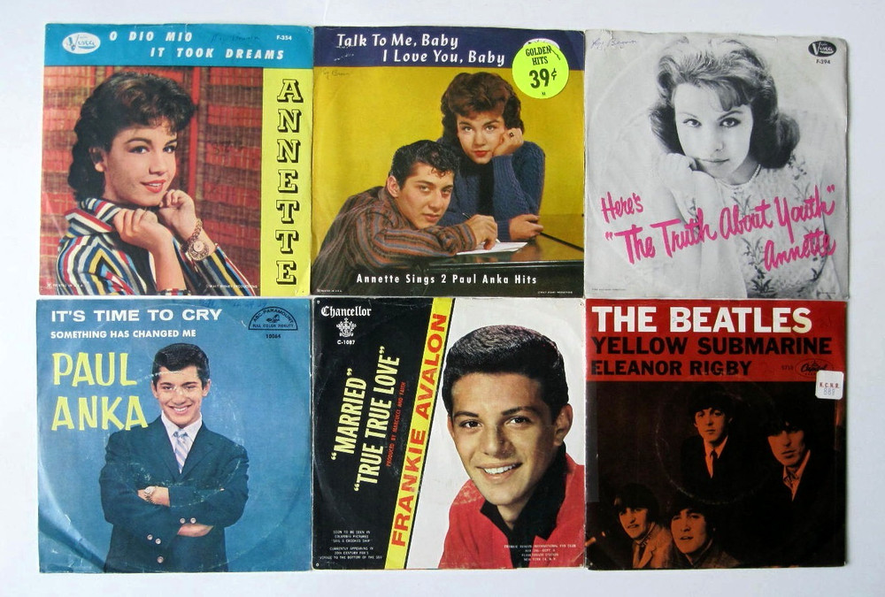 Lot of 44-Cleaned and Tested 50’s and 60’s Lower Grade 45″s with Picture Sleeves
