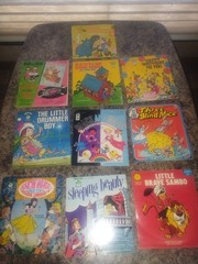 Lot of 10 Vintage Peter Pan Records Book and Record Set/Records 45rpm