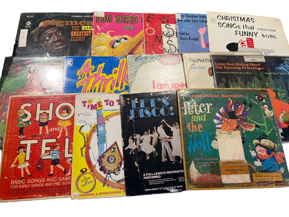 Vintage Record Lot 33 1/3 Disco Big Bird Peter and Wolf Pied Piper Cathy Fink