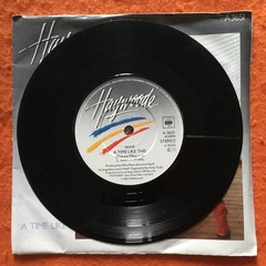 POSTER SLEEVE- Haywoode- A Time Like This (2 versions) CBS Records 7” 1983