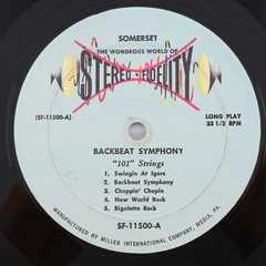 101 Strings Back Beat Symphony – 1961 Mono 12″ LP Vinyl Record Somerset SF11500