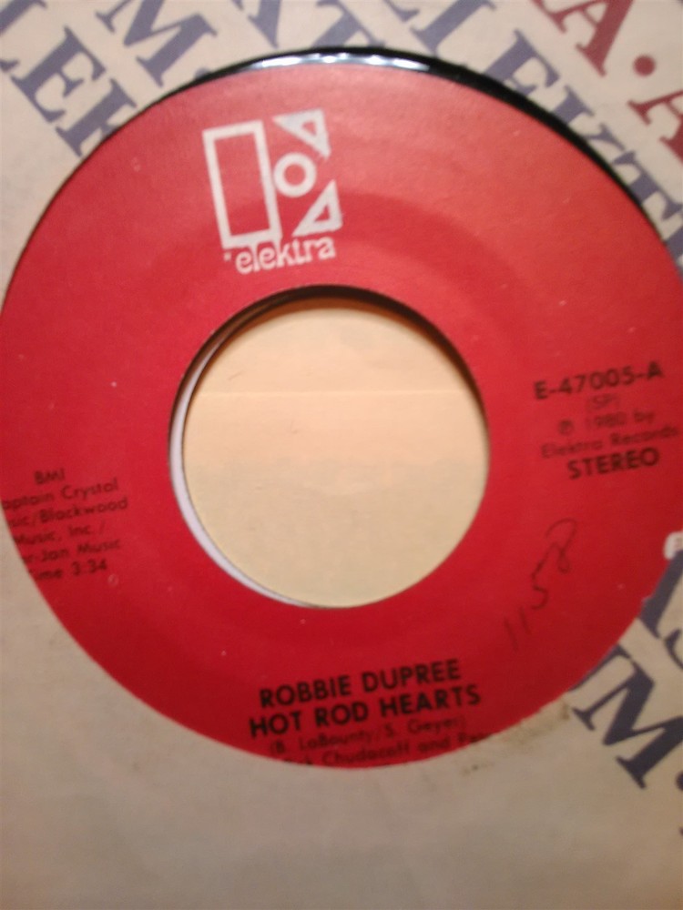 Robbie Dupree, Hot Rod Hearts ~ 1980 Elektra 45 +sleeve