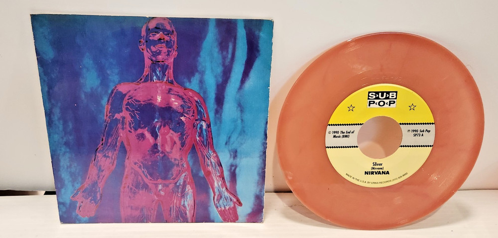 Nirvana – Sliver/Dive Sub Pop Translucent Peach RARE! 1990 Grunge 45 Rpm