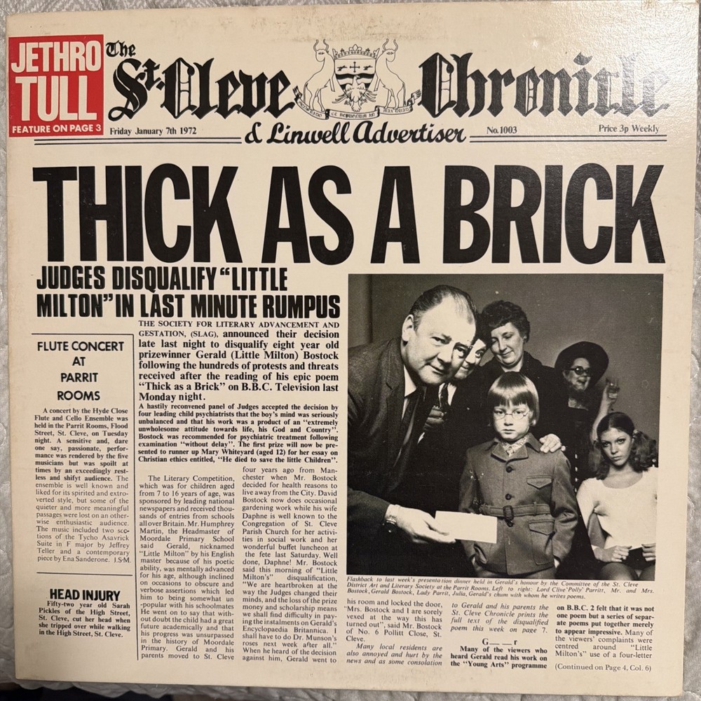 Jethro Tull – Thick As A Brick (1972) – CHR 1003 – 1st Pressing w/ Newspaper VG+