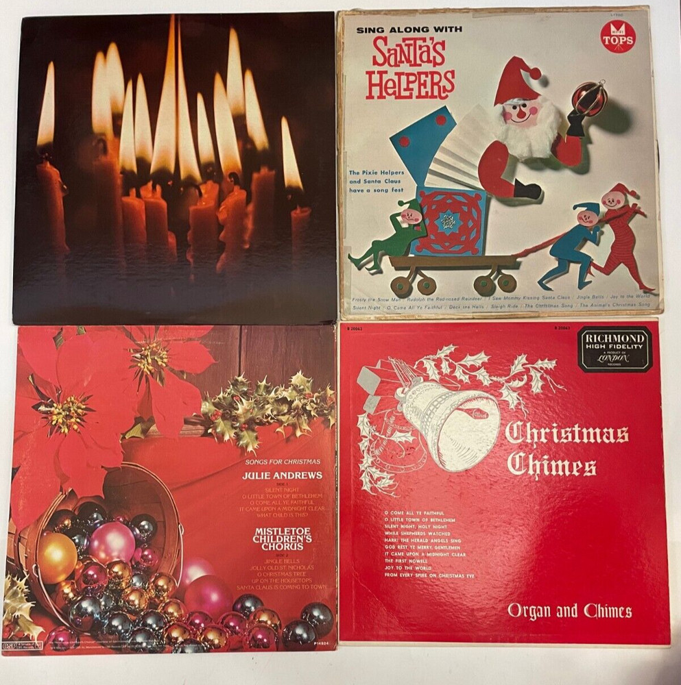 Lot Of 4 Christmas Albums Holiday LP 33RPM Julie Andrews Santa’s Helpers