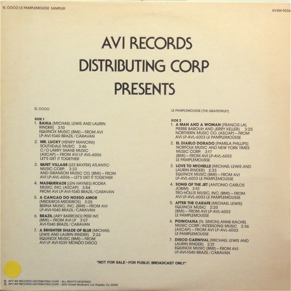 El Coco / Le Pamplemousse – Avi Records Distributing Corp Presents 1977 LP, Comp