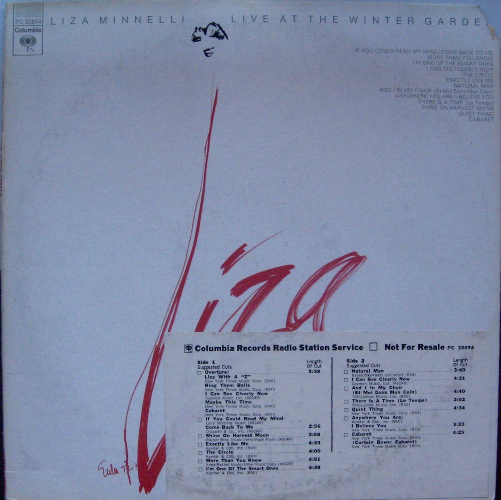 Liza Minnelli “Live At The Winter Garden” Columbia PC-32854 EX Vinyl Radio copy