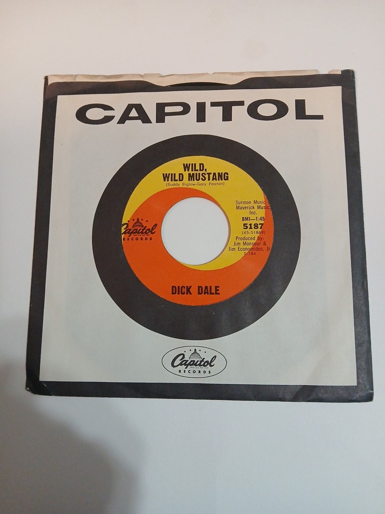 DICK DALE: wild, wild mustang / grudge run CAPITOL 45 RPM Excellent (EX)