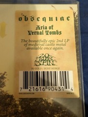 Obsequiae ‎– Aria Of Vernal Tombs LP Black Metal Colored Vinyl Album NEW RECORD