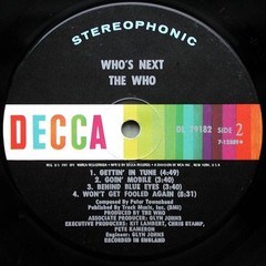 WHO’S NEXT The WHO DECCA DL 79182 1971 Mastered by Doug Sax VG/VG+