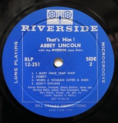 ABBEY LINCOLN “THAT’S HIM!” RIVERSIDE RLP12-251 MONO DG VG+(+)/EX Sonny Rollins