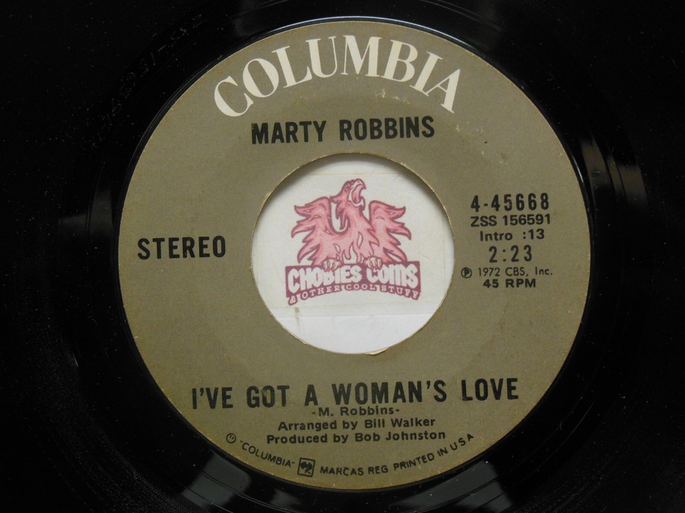 Marty Robbins – I’ve Got A Woman’s Love / Little Spot In Heaven, 45 RPM VG (23G)