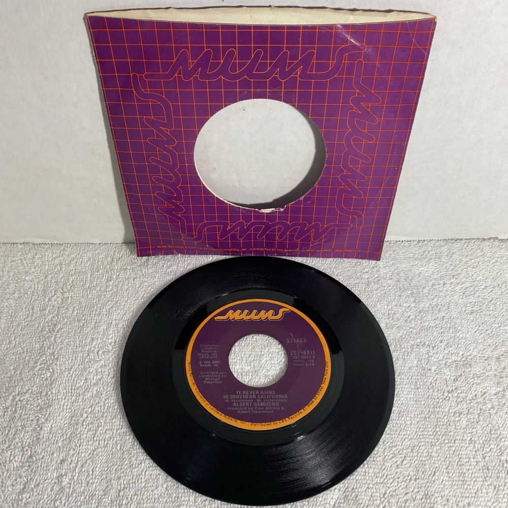 45 / Albert Hammond / 1972 / It Never Rains In Southern California / Anyone…