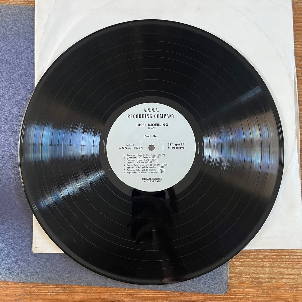 Jussi Bjoerling – Private Record LP A.N.N.A. Recording Opera Tenor 33 RPM