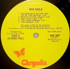 1974 Jethro Tull – War Child – Chrysalis CHR 1067 PROMO w/Lyrics Rock 12″ EX