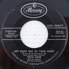 Patti Page w/ Vic Schoen – Left Right Out Of Your Heart 1958 45rpm Record 71331