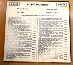 EP BILLIE HOLIDAY COLUMBIA HALL OF FAME EP RECORD VG+/VG