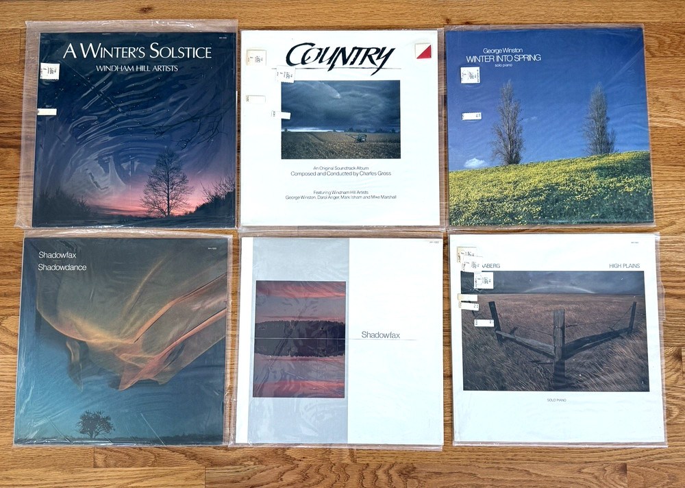 6 Windham Hill Vinyl LPs – Shadowfax, George Winston, Others – EX or Better