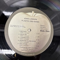 JOHN LENNON PLASTIC ONO BAND VINTAGE VINYL LP 1970 SW3372 APPLE RECORDS