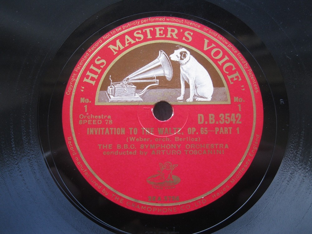THE BBC SYMPHONY ORCHESTRA 12″ 78 RPM INVITATION TO THE WALTZ UK HMV D.B.3542