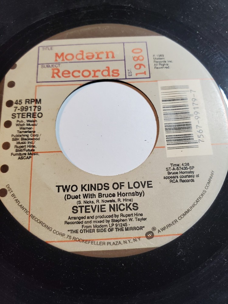 Stevie Nicks & Bruce Hornsby–Two Kinds of Love–1989 VG F26
