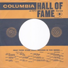 COLUMBIA HALL OF FAME SERIES 1ST ISSUE 7″ 45RPM Original Record Company Sleeve
