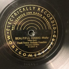 HAWAIIAN Frank Ferera Franchini 1920s 78 rpm Victrola Record Montgomery Ward