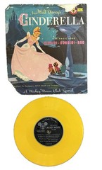 Vintage Disney Cinderella Bibbidi Bobbidi Boo Yellow 78 RPM Record D280