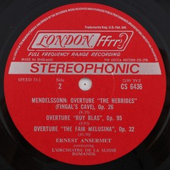 Ansermet Conducts Mendelssohn, L’Orchestre Suisse Romande 1965 LP Record CS 6436